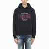 DSQUARED2 DSQUARED2 DARK BLUE COTTON HOODED SWEATSHIRT WITH PRINT MEN