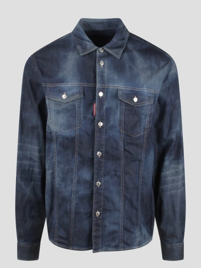 Dsquared2 Dark Blue Rinse Denim Shirt