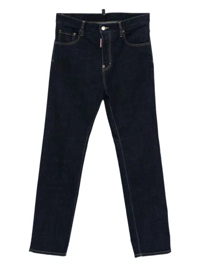 Dsquared2 Dsquared Men Jeans With Logo Application In Blue