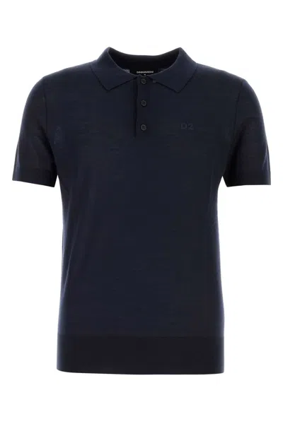 Dsquared2 Dark Blue Wool Polo Shirt