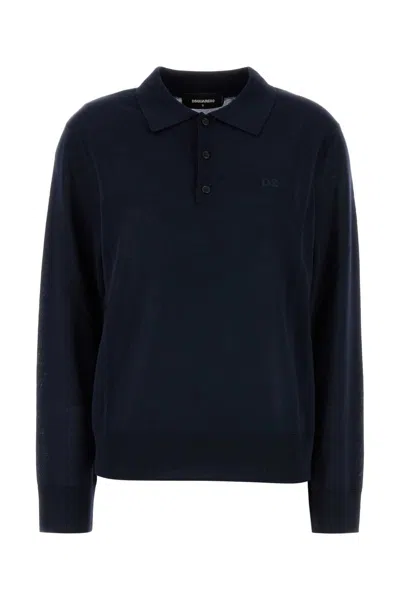 Dsquared2 Dark Blue Wool Polo Shirt