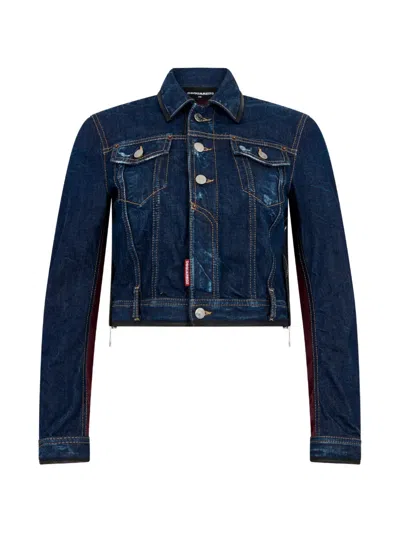 Dsquared2 Dark Bomber Jacket In Blue
