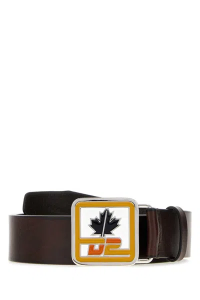 Dsquared2 Dark Brown Logo Buckle Belt