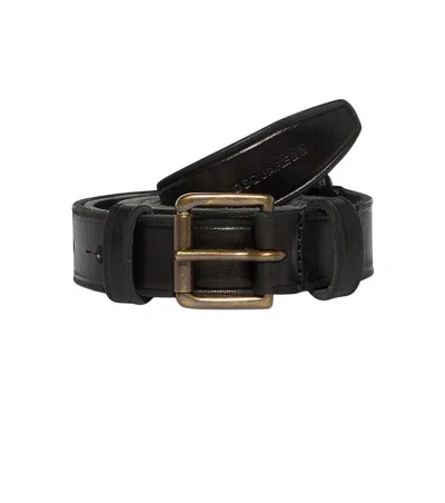 Dsquared2 Dark Brown Solid Casual Belt In Black