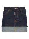 Dsquared2 Dark Cimosa Double-layered Denim Mini Skirt In Blue