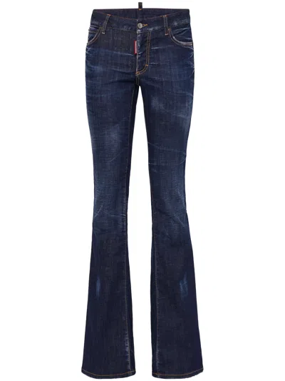 Dsquared2 Dark Clean Wash Flare Jeans In Blue