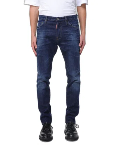 Dsquared2 Dark Clean Wash Teddy Jeans In Blue