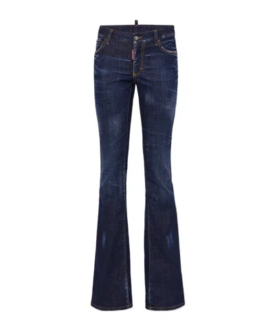 Dsquared2 Medium Rise Denim Flared Jeans In Blue