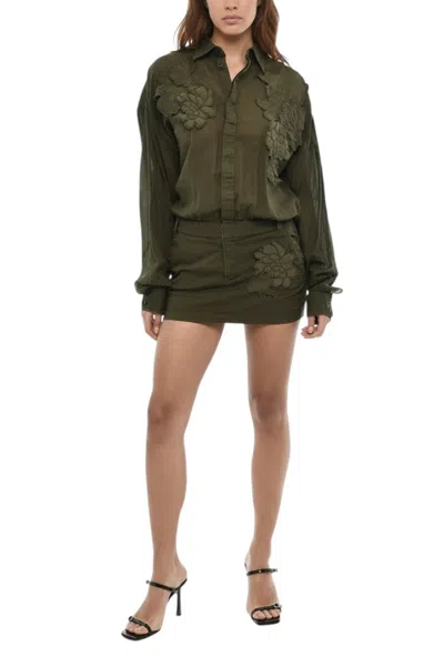 Dsquared2 Dark Green Floral Mini Dress