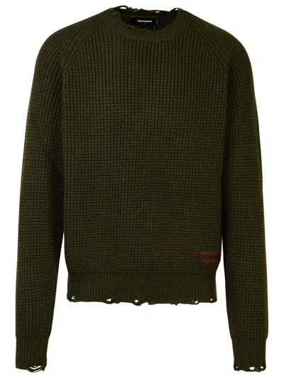 Dsquared2 Man Sweater Military Green Size L Wool