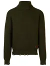 Dsquared2 Dark Green Wool Turtleneck Sweater In Green