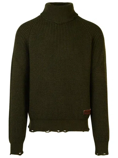 DSQUARED2 DSQUARED2 DARK GREEN WOOL TURTLENECK SWEATER