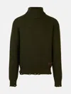 Dsquared2 Dark Green Wool Turtleneck Sweater In Green