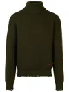 Dsquared2 Dark Green Wool Turtleneck Sweater In Green