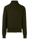 Dsquared2 Dark Green Wool Turtleneck Sweater In Deep Forest