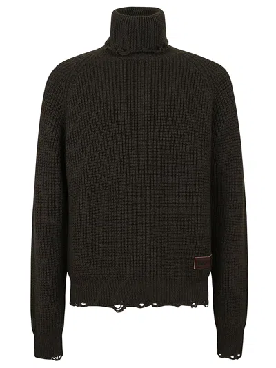 Dsquared2 Dark Green Wool Turtleneck Sweater