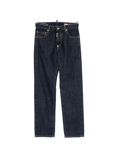 Dsquared2 Straight Leg Trousers Five Pocket Design In Blue