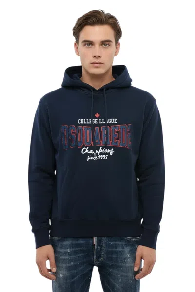 Dsquared2 College League Cotton Hoodie In Blue
