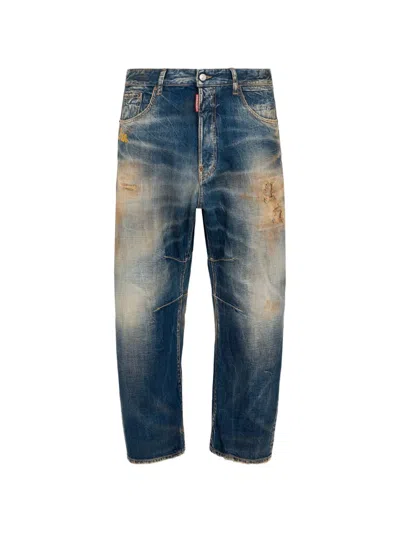Dsquared2 Kawaii Jeans Im Burnt-look In Dark Sandy In Blue
