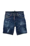 Dsquared2 Commando Paint-splatter Denim Shorts In Blue