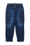 Dsquared2 Jeans Tapered Scuro Con Tasche Cargo In Blue
