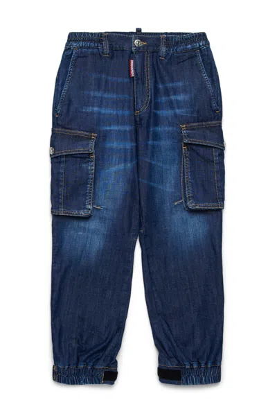 DSQUARED2 DARK TAPERED JEANS WITH CARGO POCKETS