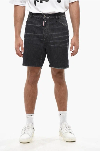 Dsquared2 Dark Wash Denim Shorts In Black