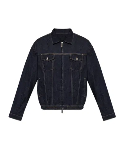 Dsquared2 Dark Wash Drawstring Jean Jacket In Multi