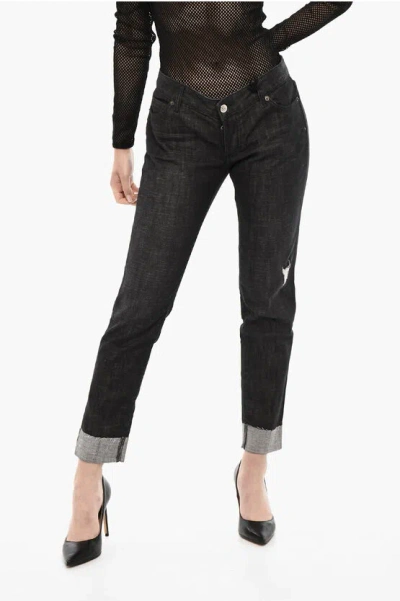 Dsquared2 Dark Wash Jennifer Cropped Jeans With Golden Logo
