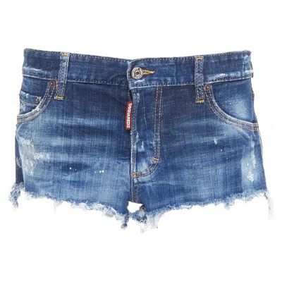 Dsquared2 Dark Washed Blue Denim Cut Off Shorts