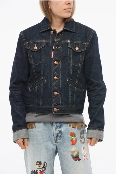 Dsquared2 Dark Washed Boyfriend Denim Jacket In Blue
