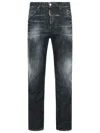 Dsquared2 Dark-washed Denim Pants With Distressed Detailing In Black