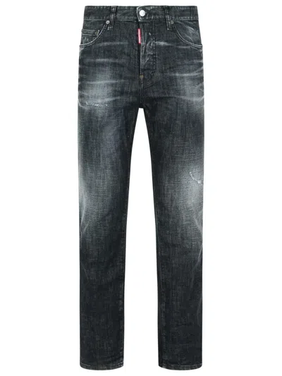DSQUARED2 DARK-WASHED DENIM PANTS WITH DISTRESSED DETAILING