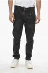Dsquared2 Dark Washed Waxed Denim Tidy Biker Jeans 16cm In Black