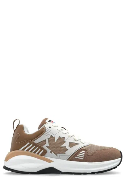 Dsquared2 Logo-patch Panelled Sneakers In Brown