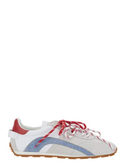 Dsquared2 Dc-642 Leather Low Top Sneaker With Logo Tongue And Heel Patch In White