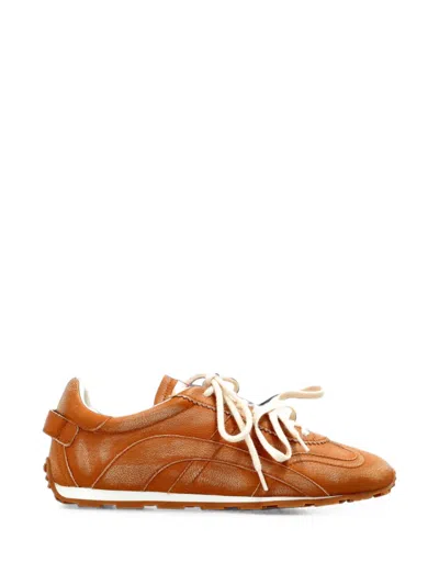 Dsquared2 Dc-642 Panelled Leather Sneakers In Orange