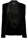 Dsquared2 Elegant Velvet Blazer With Satin Lapel And Tailored Fit In Black