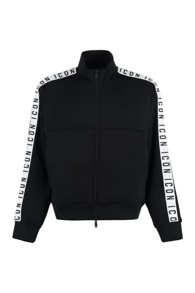 Dsquared2 Dean Full-zip Nylon Sweatshirt In Black