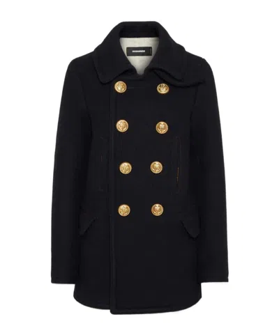 Dsquared2 Dean Peacoat In Black