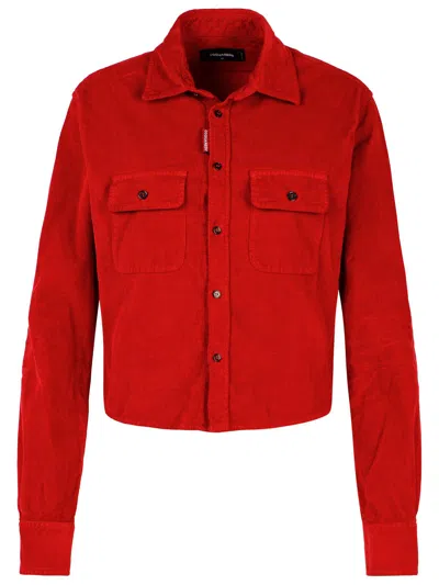 Dsquared2 'dean' Cotton Shirt Pockets In Red