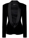 Dsquared2 Elegant Velvet Blazer With Satin Lapel And Tailored Fit In Black