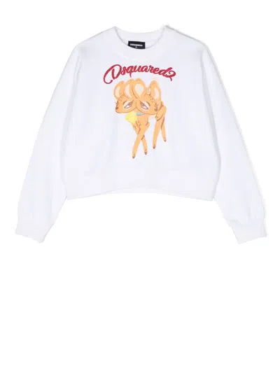 Dsquared2 Kids' Dear-print Jumper In White