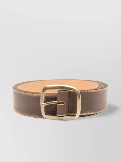 Dsquared2 Debossed Logo Leather Belt With Adjustable Fit In Marrone+ottone Vecchio