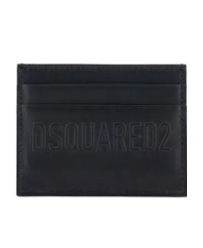 Dsquared2 Debossed-logo Leather Cardholder In Black