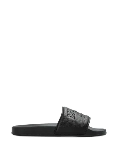Dsquared2 Debossed Sliders In Black