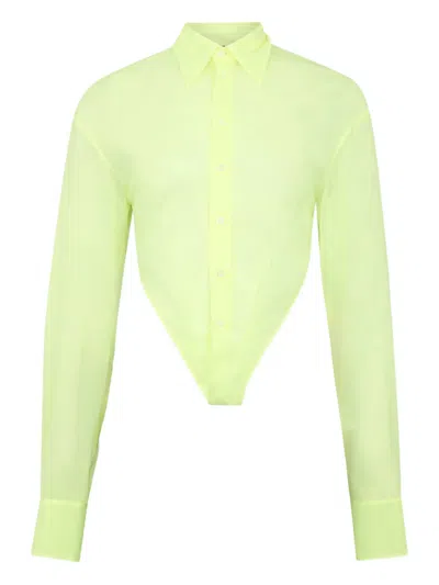 Dsquared2 Deep Cut Sheer Shirt In Green