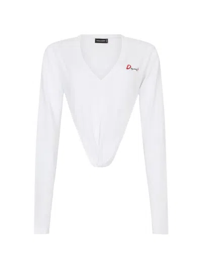 Dsquared2 Deep-cut Just Right Fit T-shirt In White