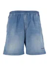 DSQUARED2 LIGHT BLUE BERMUDA SHORTS WITH ELASTIC WAISTBAND AND LOGO EMBROIDERY IN STRETCH COTTON WOMAN