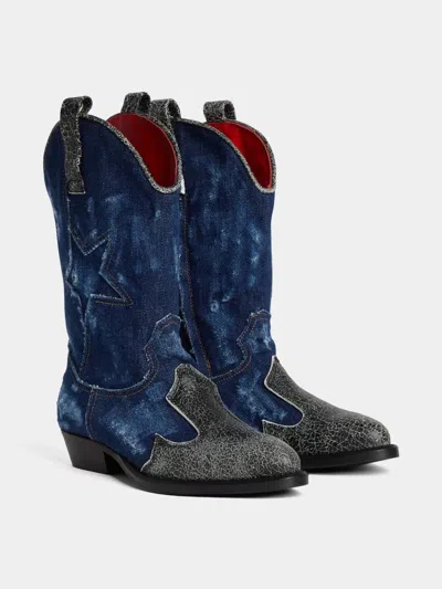Dsquared2 Denim Boots In ブルー